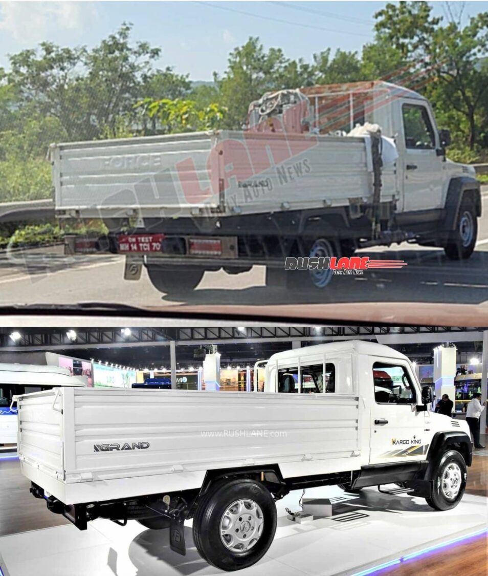 Production-spec Force Kargo spotted testing (above) and Force Kargo King Grand showcased at 2020 Auto Expo